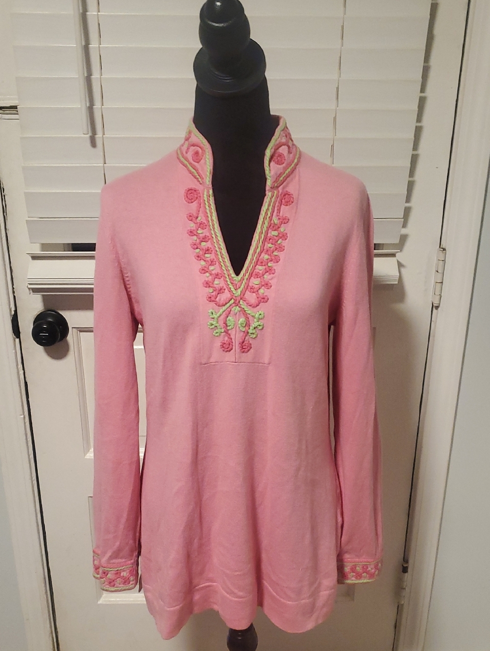 Lilly Pulitzer Pink Embroidered V-Neck Tunic